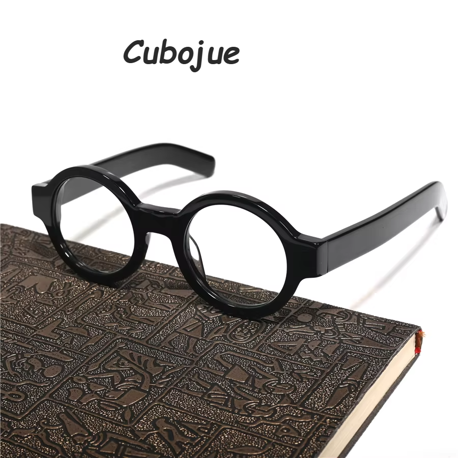 Cubojue Unisex Full Rim Round Acetate Reading Glasses 83014 Reading Glasses Cubojue