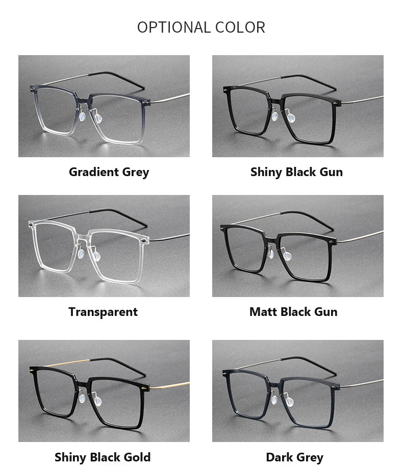 Oveliness Unisex Full Rim Square Acetate Titanium Eyeglasses — view 8 | Oveliness at FuzWeb