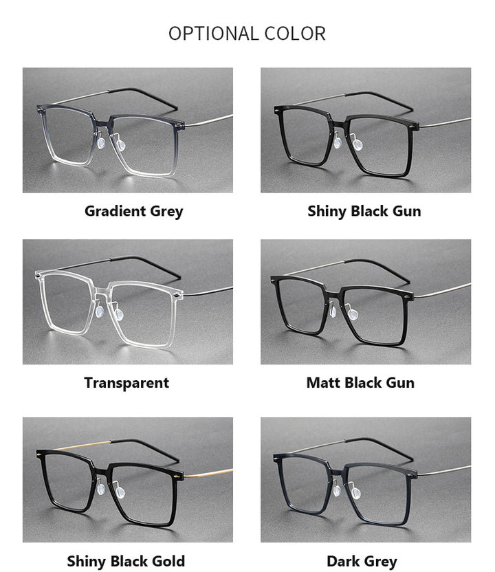 Oveliness Unisex Full Rim Square Acetate Titanium Eyeglasses — view 8 | Oveliness at FuzWeb