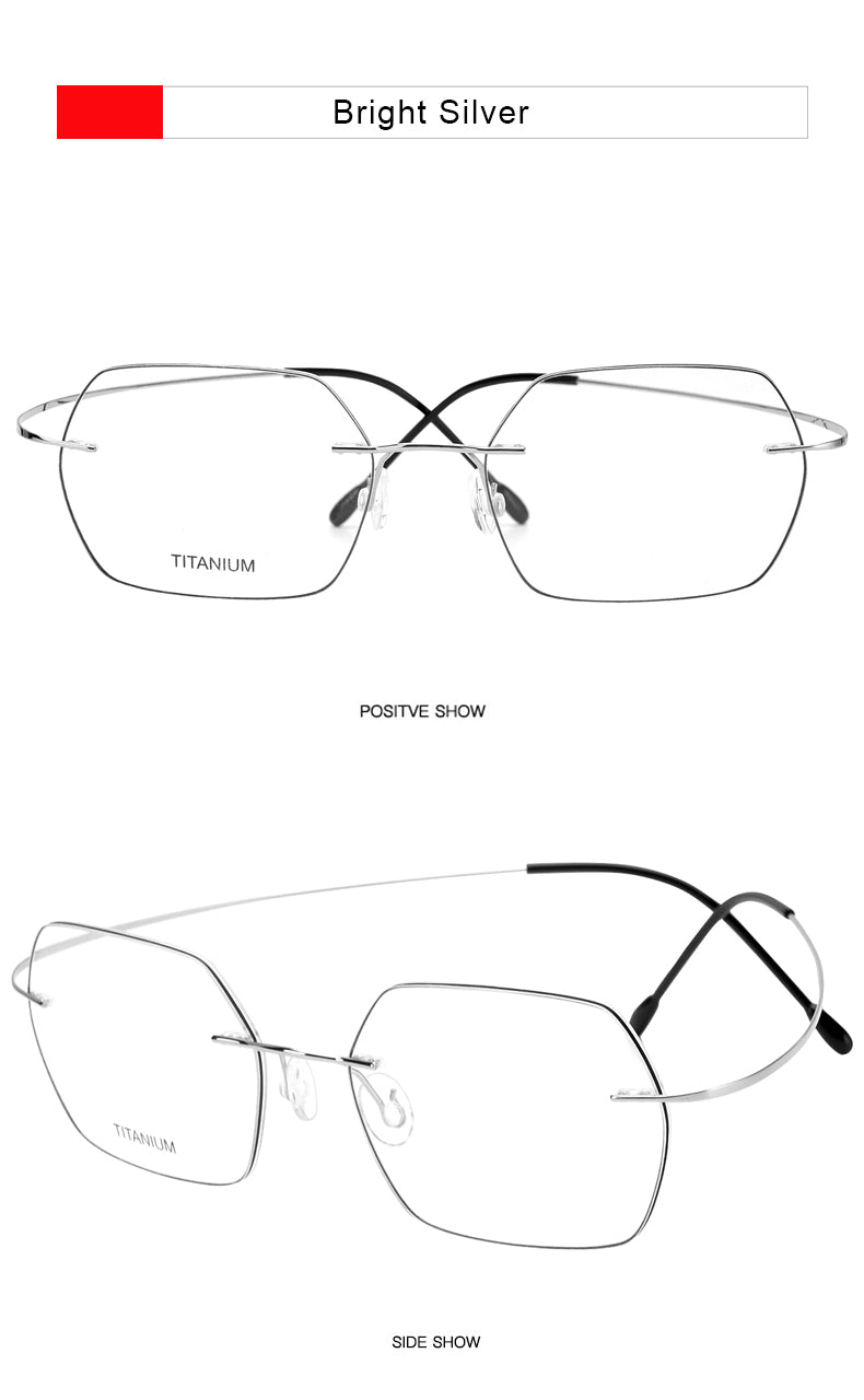 Krasivyy Unisex Rimless Hexagon Titanium Eyeglasses 36018.