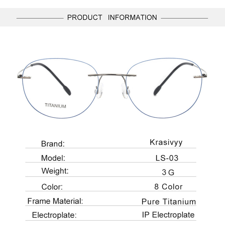 Krasivyy Womens Rimless Oval Round Titanium Eyeglasses 318003 — view 1 | Krasivyy at FuzWeb