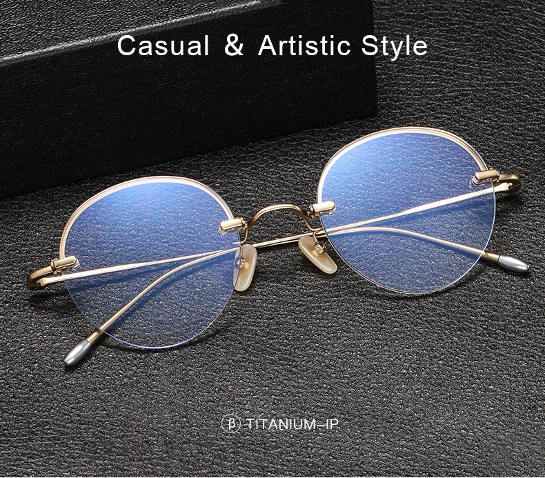 Krasivyy Mens Semi Rim Round Titanium Eyeglasses K5921 — view 2 | Krasivyy at FuzWeb