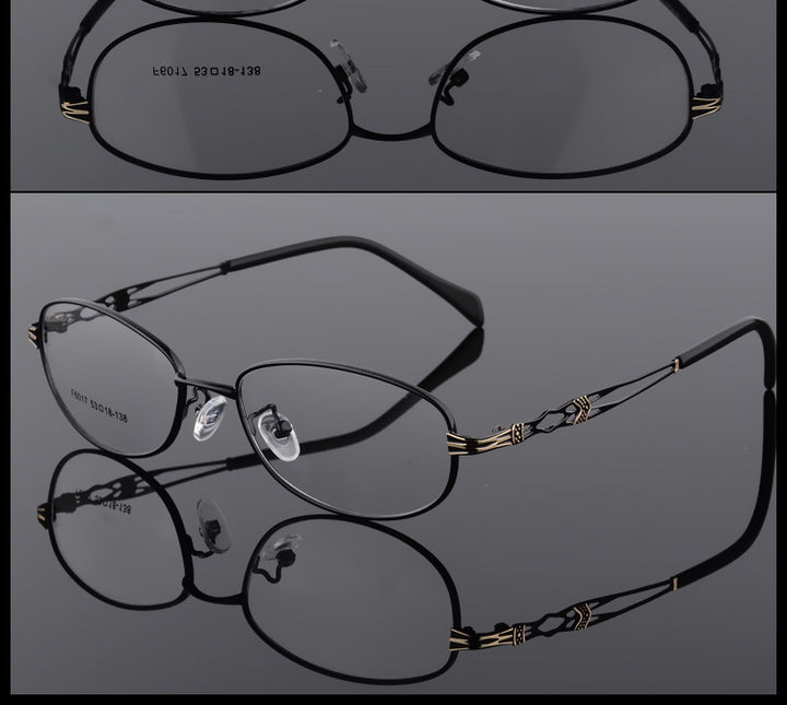 Womens Oval Full Rim Eyeglasses Alloy Frames F6017 — view 8 | Bclear at FuzWeb