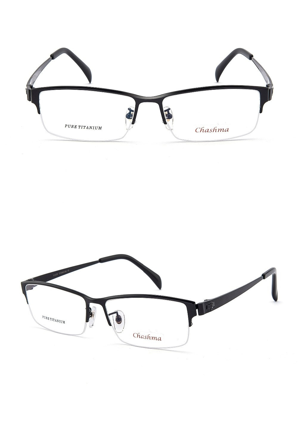 Chashma Mens Semi Rim Square Titanium Eyeglasses 81479 — view 2 | Chashma at FuzWeb