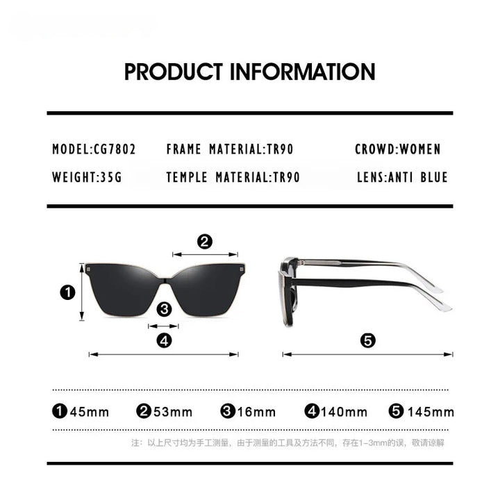 Kansept Womens Full Rim Square Tr 90 Reading Glasses Clip On Sunglasses 87802 — view 2 | Kansept at FuzWeb