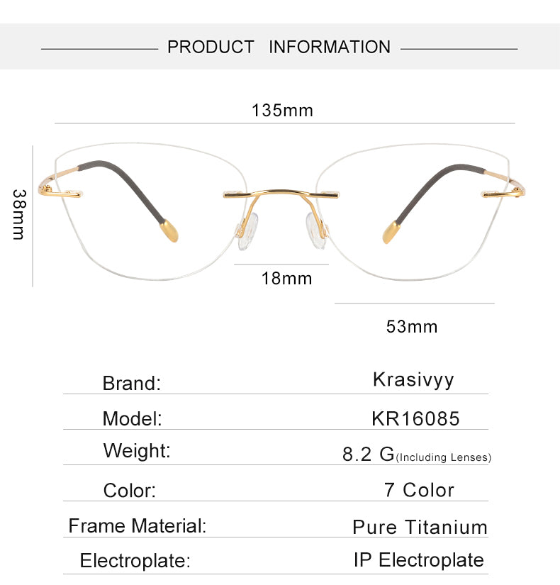 Krasivyy Womens Rimless Oval Cat Eye Titanium Eyeglasses 416085 — view 1 | Krasivyy at FuzWeb