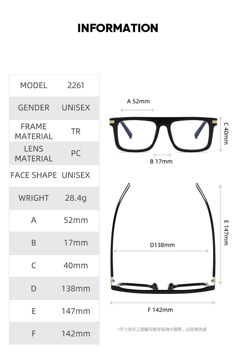 Kocolior 226100 Unisex Full Rim Square Brow Line PC Frames FuzWeb