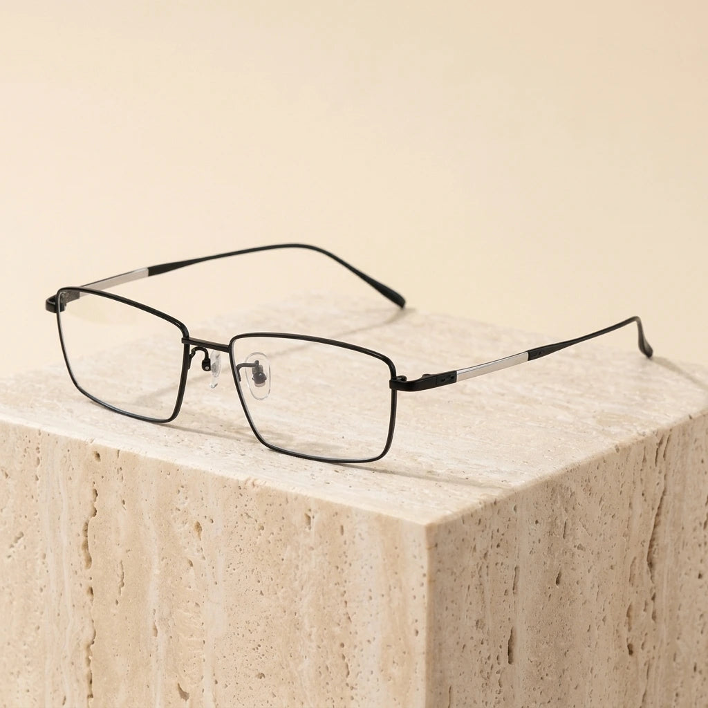 Chashma Men's Full Rim Square Titanium Eyeglasses 1045 - Black