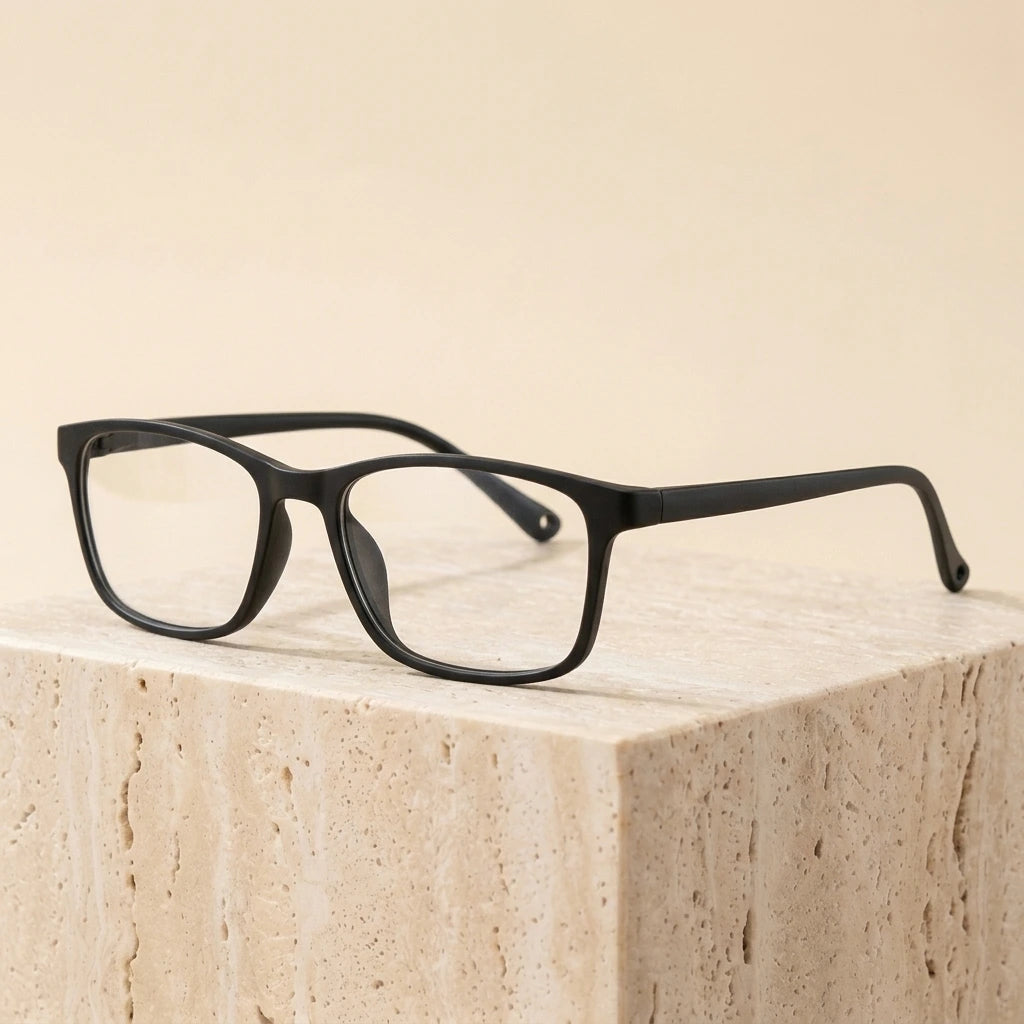 Chashma Men's Full Rim Square Tr 90 Titanium Sport Eyeglasses 1194 - Matte Black