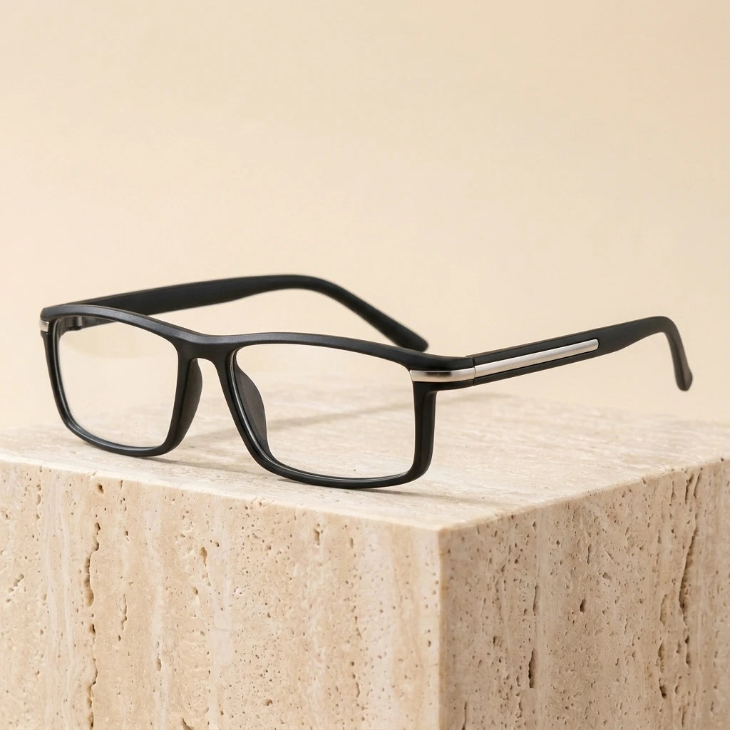 Chashma Unisex Full Rim Square Titanium TR90 Reading Glasses 1356 - Black
