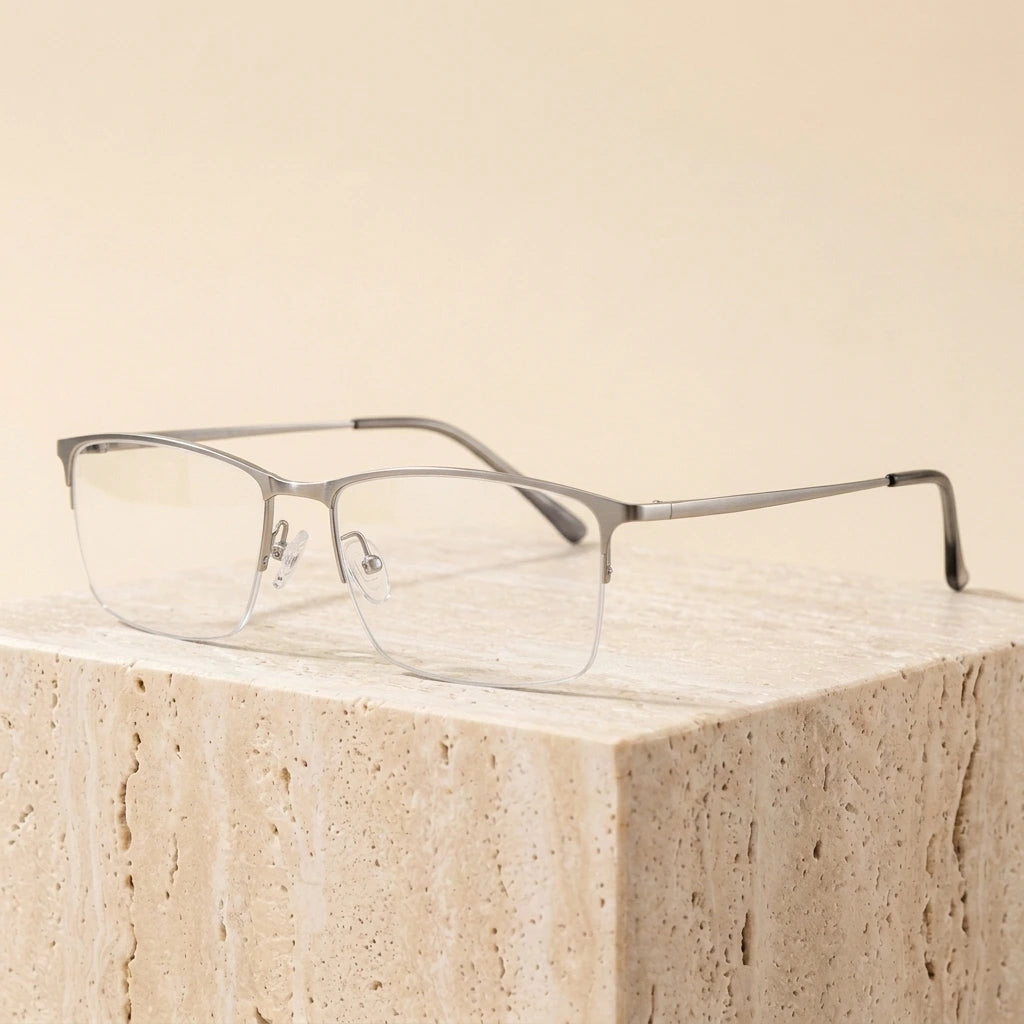 Chashma Men's Semi Rim Square Titanium Eyeglasses 2611 - Silver