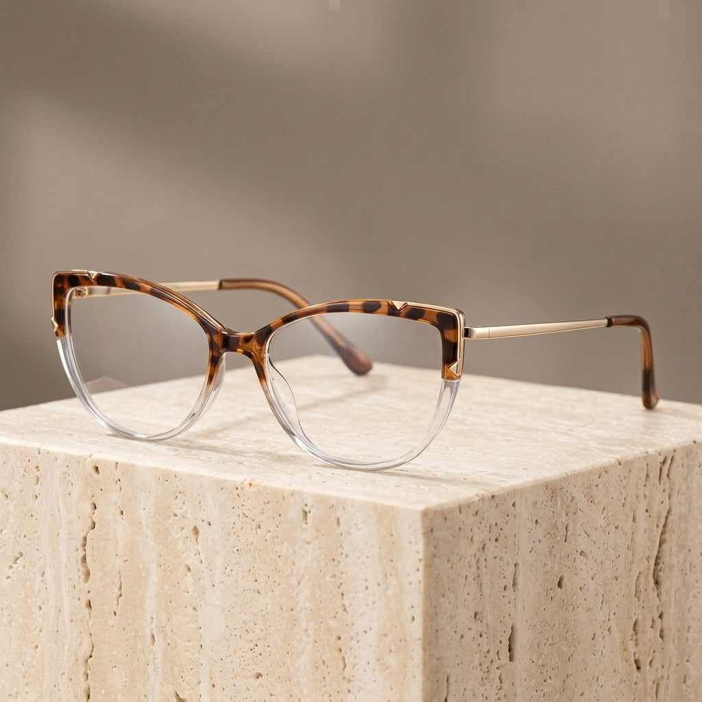 Chashma Ottica Women's Full Rim Cat Eye Tr 90 Titanium Eyeglasses 415005 - Leopard-Brown