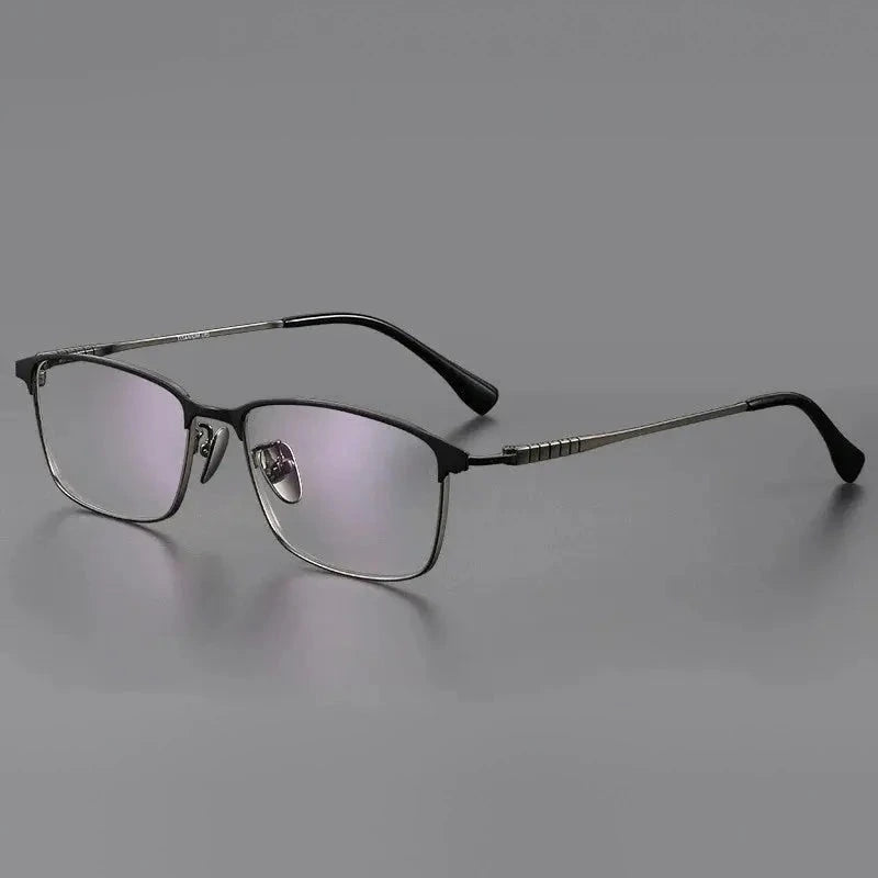 Chashma Men's Full Rim Square Brow Line Titanium Eyeglasses 885941 - Black-Gray