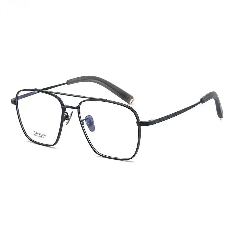 Chashma Men's Full Rim Big Square Double Bridge Titanium Eyeglasses 500004 - Black