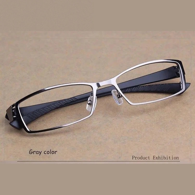 Chashma Men's Full Rim Rectangle Tr 90 Titanium Alloy Eyeglasses 1976 - gray