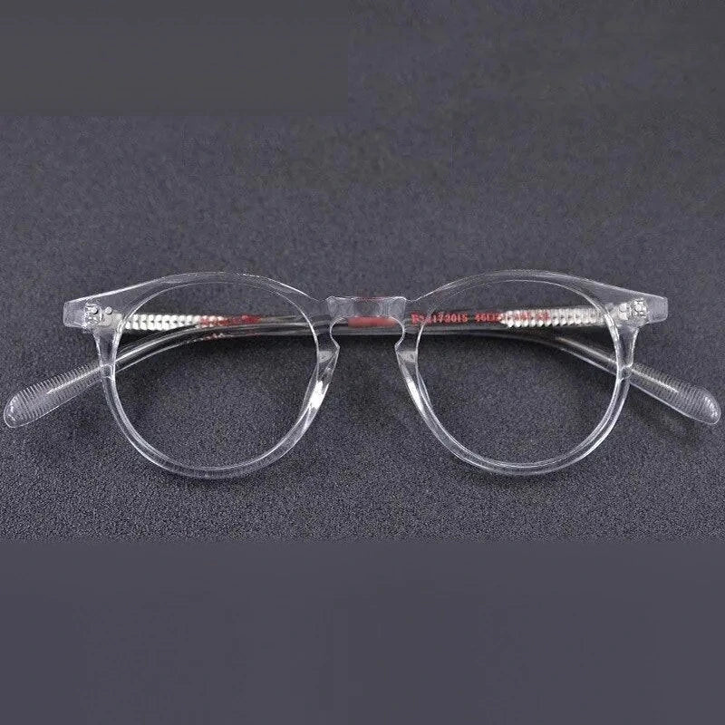 Chashma Men's Full Rim Round Acetate Frame Eyeglasses 2172015 - Transparent