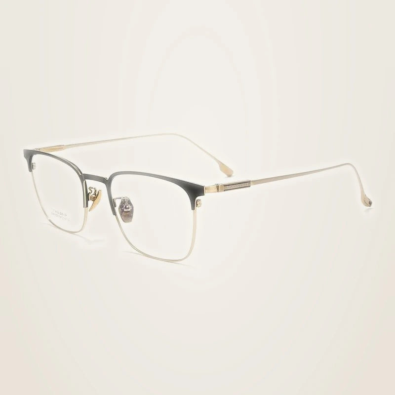 Chashma Men's Full Rim Square Titanium Acetate Eyeglasses 81023 - Black-Gold