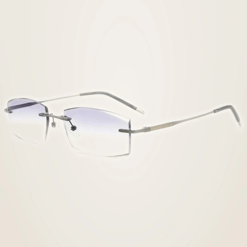 Chashma Men's Rimless Polygon Square Titanium Eyeglasses 669312 - Gray-Gradient Gray