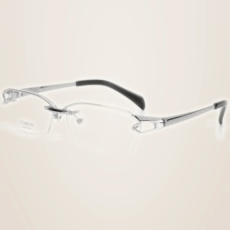 Chashma Men's Semi Rim Square Oval Titanium Acetate Eyeglasses 11437 - Silver