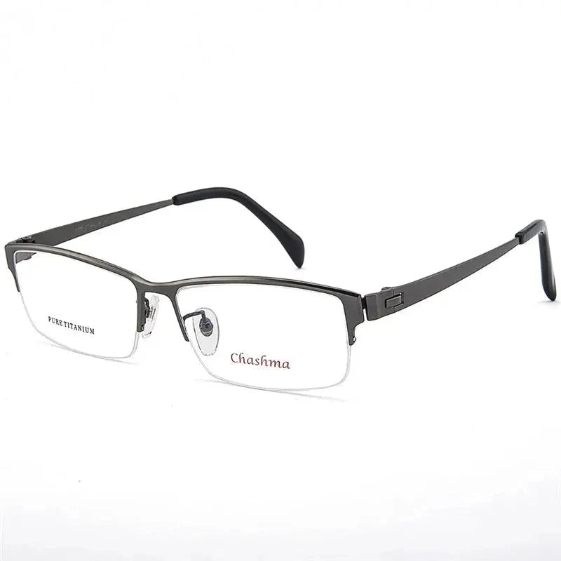 Chashma Men's Semi Rim Square Titanium Eyeglasses 81479 - GRAY