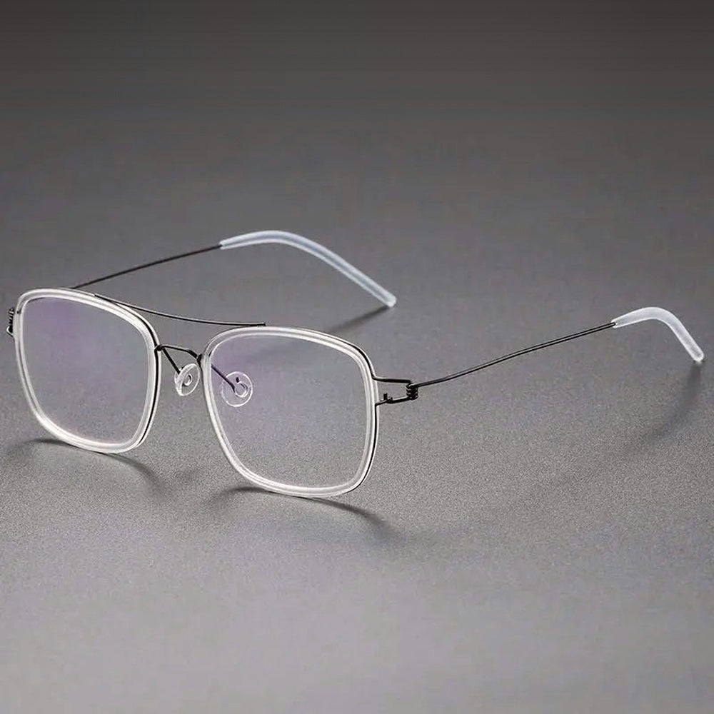 Chashma Ochki Unisex Full Rim Square Double Bridge Acetate Titanium Eyeglasses 138185 — view 2 | Chashma Ochki at FuzWeb