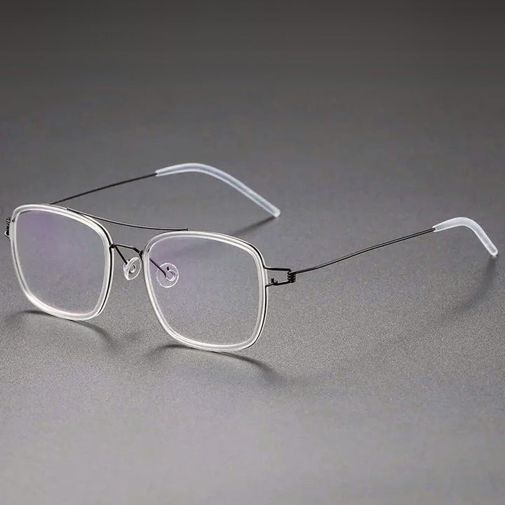 Chashma Ochki Unisex Full Rim Square Double Bridge Acetate Titanium Eyeglasses 138185 — view 2 | Chashma Ochki at FuzWeb
