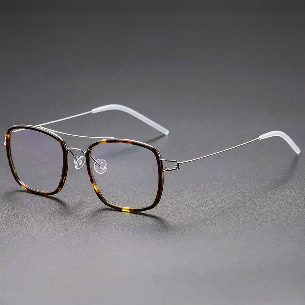Chashma Ochki Unisex Full Rim Square Double Bridge Acetate Titanium Eyeglasses 138185 — view 4 | Chashma Ochki at FuzWeb