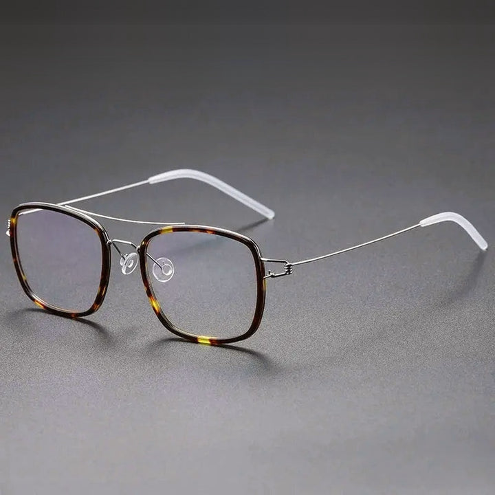 Chashma Ochki Unisex Full Rim Square Double Bridge Acetate Titanium Eyeglasses 138185 — view 4 | Chashma Ochki at FuzWeb