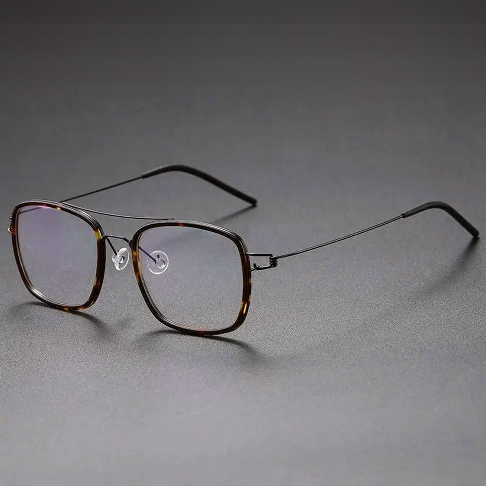 Chashma Ochki Unisex Full Rim Square Double Bridge Acetate Titanium Eyeglasses 138185 — view 5 | Chashma Ochki at FuzWeb