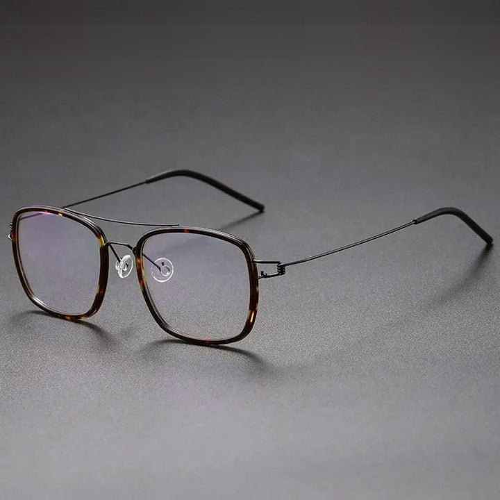 Chashma Ochki Unisex Full Rim Square Double Bridge Acetate Titanium Eyeglasses 138185 — view 5 | Chashma Ochki at FuzWeb