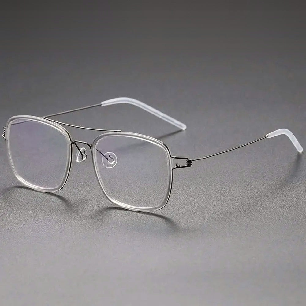 Chashma Ochki Unisex Full Rim Square Double Bridge Acetate Titanium Eyeglasses 138185 — view 6 | Chashma Ochki at FuzWeb