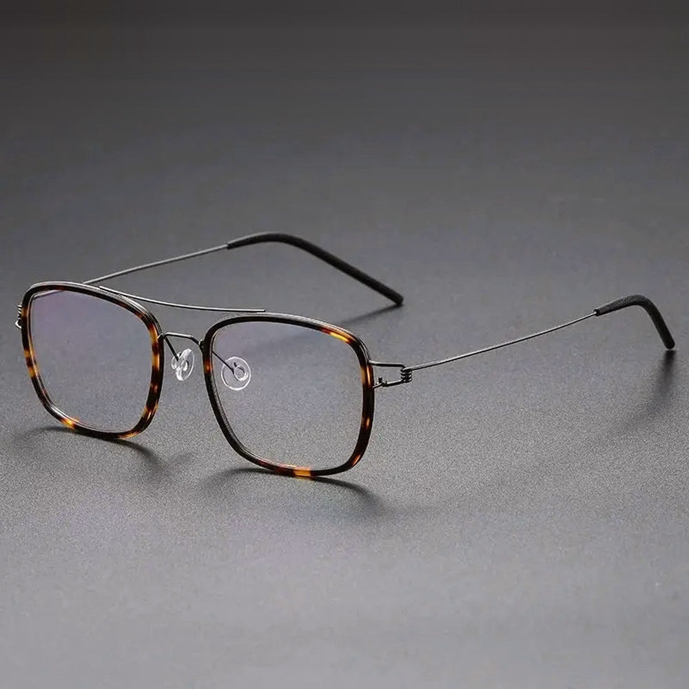 Chashma Ochki Unisex Full Rim Square Double Bridge Acetate Titanium Eyeglasses 138185 — view 7 | Chashma Ochki at FuzWeb