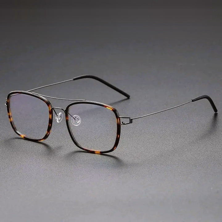 Chashma Ochki Unisex Full Rim Square Double Bridge Acetate Titanium Eyeglasses 138185 — view 7 | Chashma Ochki at FuzWeb