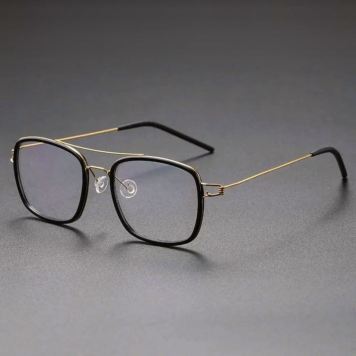 Chashma Ochki Unisex Full Rim Square Double Bridge Acetate Titanium Eyeglasses 138185 — view 8 | Chashma Ochki at FuzWeb
