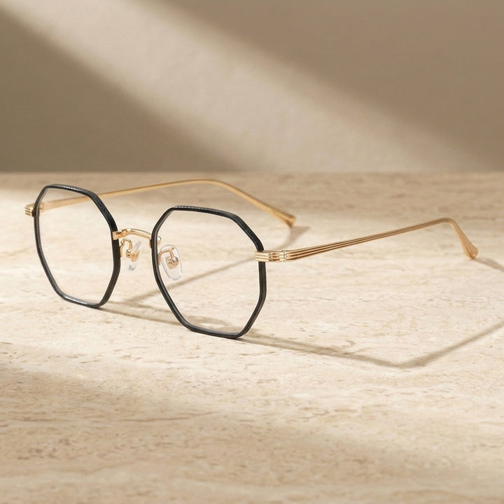 Chashma Ochki 158 Black with Gold Eyeglasses — view 1 | FuzWeb