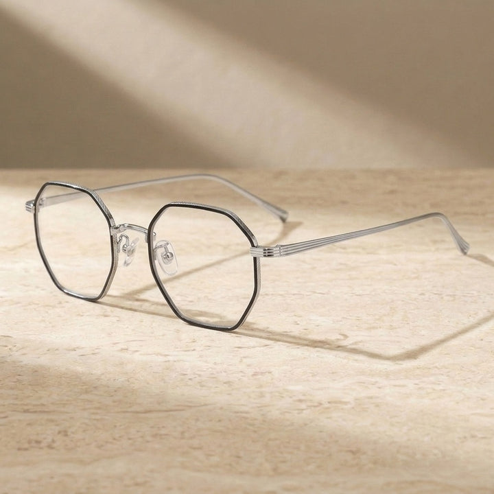 Chashma Ochki 158 Black with Silver Eyeglasses — view 3 | FuzWeb