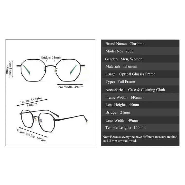 Chashma Ochki 158 Eyeglasses — Frame Dimensions and Sizing Chart