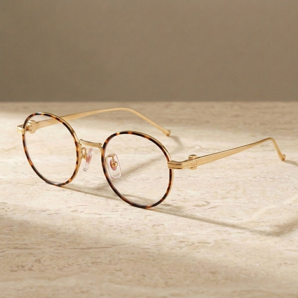 Chashma Ochki Women's Full Rim Round Titanium Eyeglasses 310293 - Gold — view 2 | Chashma Ochki at FuzWeb
