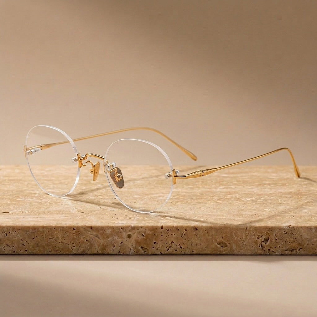 Chashma Ochki Women's Rimless Oval Round Titanium Eyeglasses 311869 - Gold — view 1 | Chashma Ochki at FuzWeb