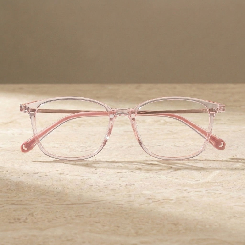 Chashma Ochki Women's Full Rim Square Tr 90 Alloy Eyeglasses 318079 - Transparent Pink — view 2 | Chashma Ochki at FuzWeb