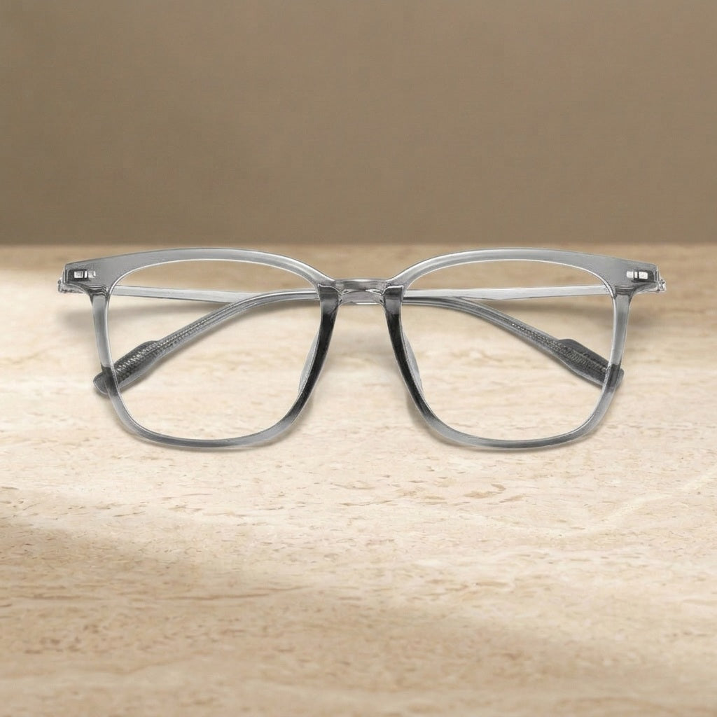 Chashma Ochki Unisex Full Rim Square Tr 90 Titanium Eyeglasses 331020 - Transparent Gray — view 1 | Chashma Ochki at FuzWeb
