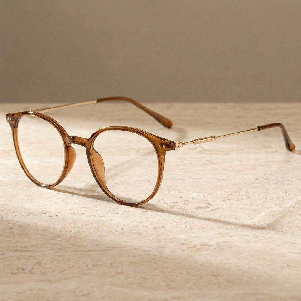 Chashma Ochki Women's Full Rim Round Tr 90 Titanium Eyeglasses 390045 - Trans Brown-C2 — view 2 | Chashma Ochki at FuzWeb
