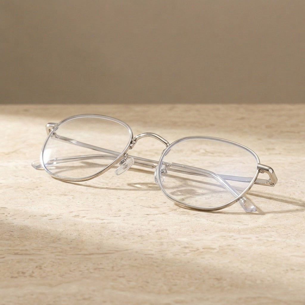 Chashma Ochki Women's Full Rim Oval Square Alloy Eyeglasses 70168 - Silver — view 1 | Chashma Ochki at FuzWeb