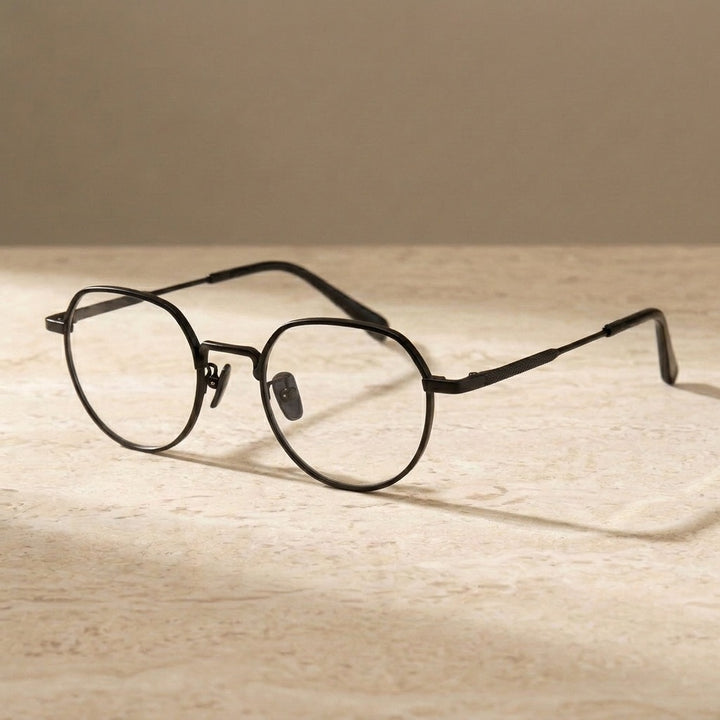 Chashma Ochki 880066 Flat Top Round Eyeglasses in Matte-Black — view 2 | Chashma Ochki at FuzWeb