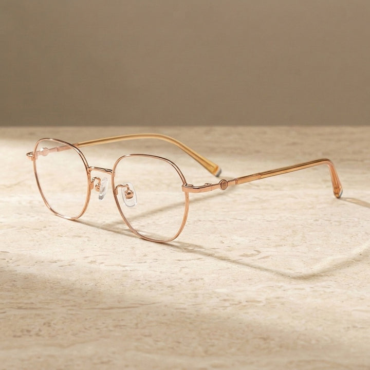 Chashma Ochki 881028 Polygon Eyeglasses in Rose Gold — view 1 | Chashma Ochki at FuzWeb