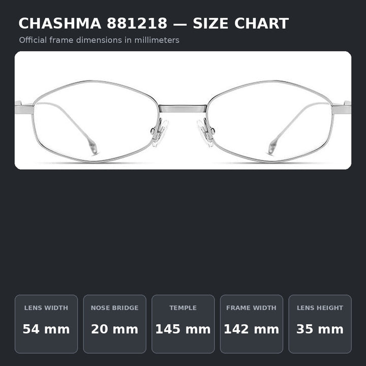 Chashma Ochki 881218 Eyeglasses — Frame Dimensions and Sizing Chart