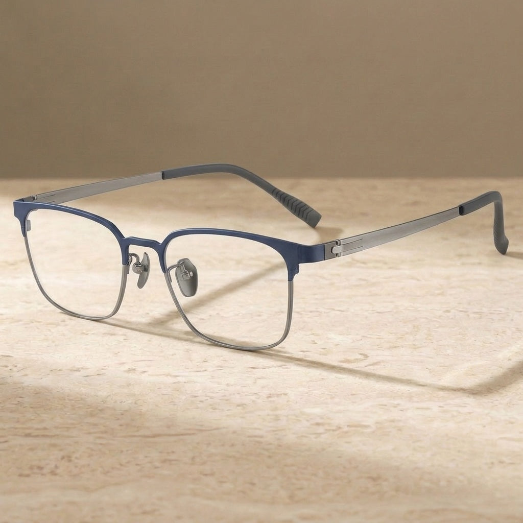 Chashma Ochki Unisex Full Rim Square Titanium Eyeglasses 881282 - Blue — view 2 | Chashma Ochki at FuzWeb
