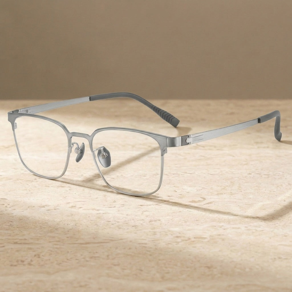 Chashma Ochki Unisex Full Rim Square Titanium Eyeglasses 881282 - Pink — view 1 | Chashma Ochki at FuzWeb