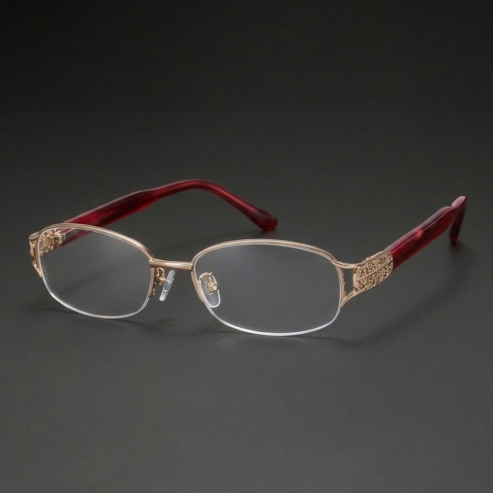 Chashma Ochki Women's Semi Rim Oval Square Titanium Eyeglasses 882392 — view 2 | Chashma Ochki at FuzWeb