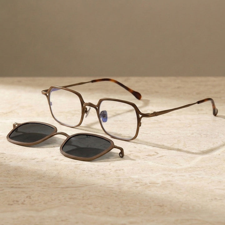 Chashma Ochki 885969 Square Clip On Eyeglasses in Copper-Gray Clip — view 4 | Chashma Ochki at FuzWeb